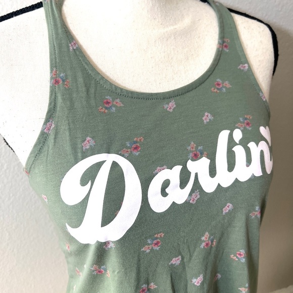 Y2k Vintage Tank Top size S Levis Denizen Green Darlin Tie Front Floral Western - Picture 3 of 6